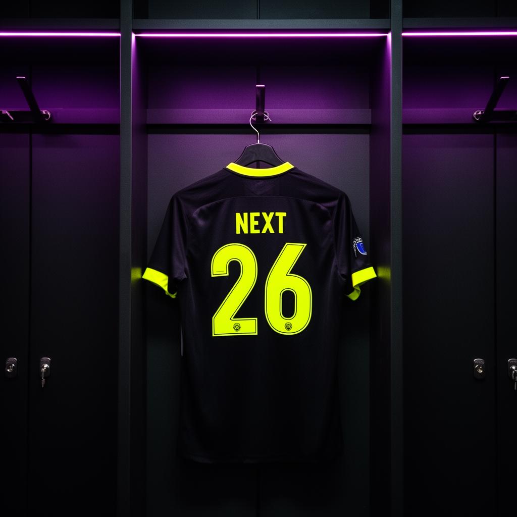 Vestiário da Next Shipping com camisa NEXT 26 pendurada